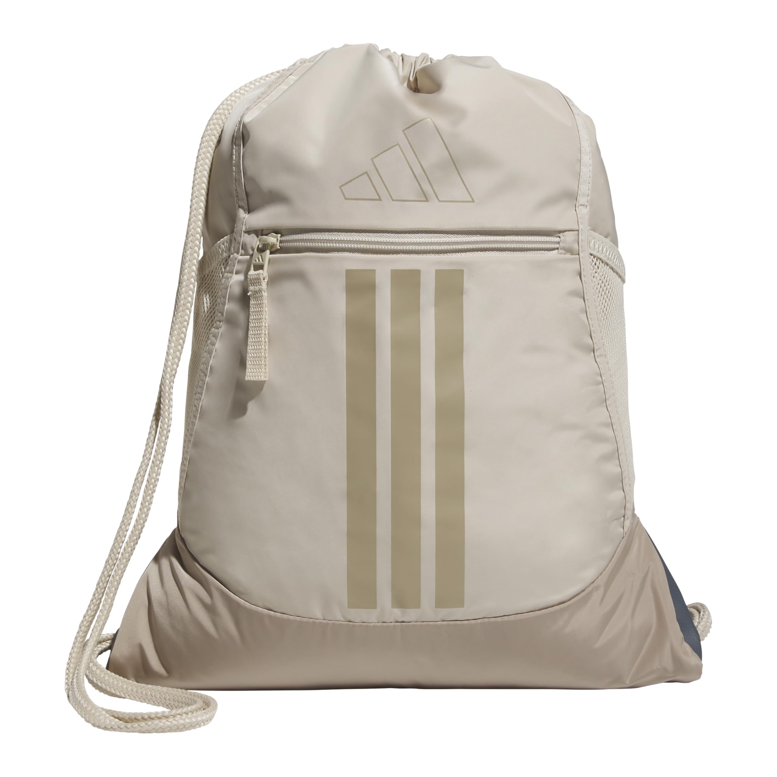 adidas Alliance Sackpack – Drawstring Backpack Small Bag for Men and Women, Crystal Linen Beige/Trace Khaki/3, One Size, Alliance Sackpack – Drawstring Backpack Small Bag for Men and Women