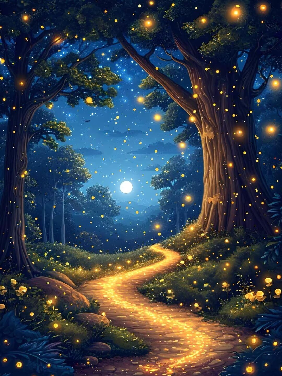 Malen Nach Zahlen Erwachsene Sternenlichtwald Malen Nach Zahlen Bild, Handgemalt Ölgemälde Kit für Anfänger und Kinder Mit 3-Pinseln und Acrylfarbe für Basteln Zuhause Mädchen Geschenk 150x100cm w4477
