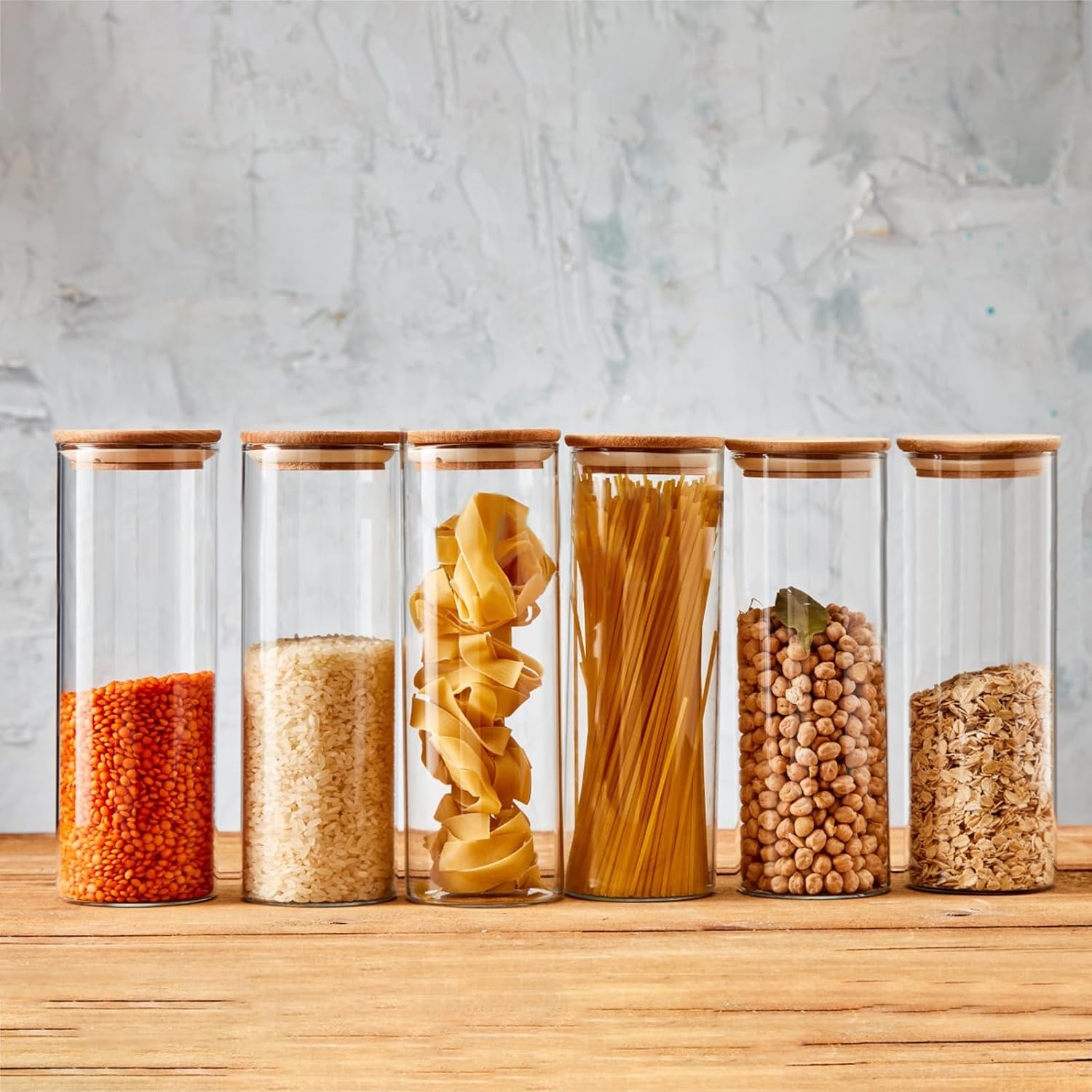Glass Spaghetti Pasta Storage Containers with Lids 71oz Set of 2, Tall Clear Airtight Food Storage Jar with Lid for Pasta, Cookies, Nuts, Coffee, Cereal, Flour, and More,