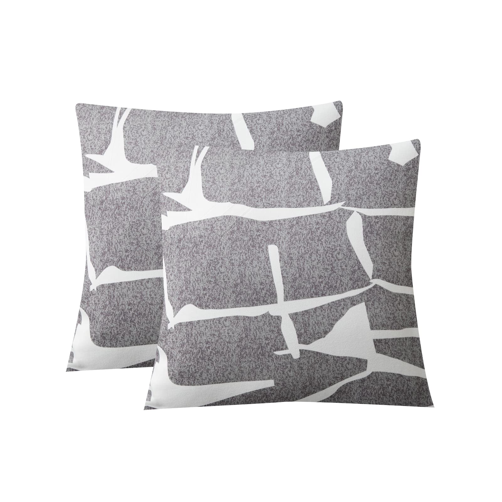 Jaotto Federe Confezione da 2 Federe Cuscini Divano Decorativi Fodere Quadrati Spandex 45x45cm Cuscino Copricuscini per Soggiorno Camera da Letto Casa(Linea Grigio,Set di 2)