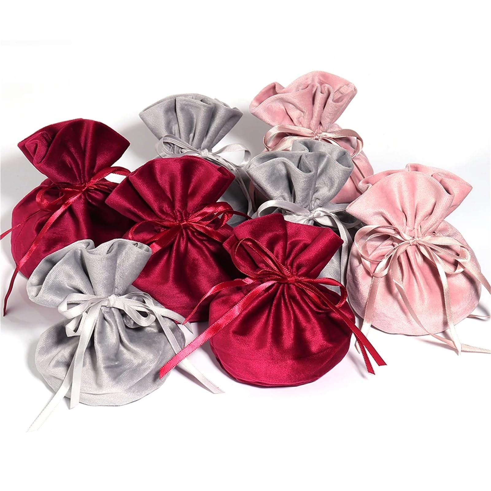 Schmuckbeutel 20 Stück rosa Samtbeutel mit Kordelzug, rote Aufbewahrungsbeutel for Hochzeit, Party, Geschenkverpackung, Schmuck, kleine Geschenke