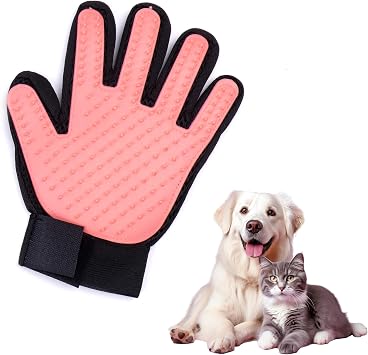 Dog Bath Gloves - Silicone Hair Removal Gloves for Dogs, Cats - Pet Grooming Mittens for Shedding, Bathing,Massaging. Flexible, Comfortable Adjustable Strap. for All Hair Types (Pink)