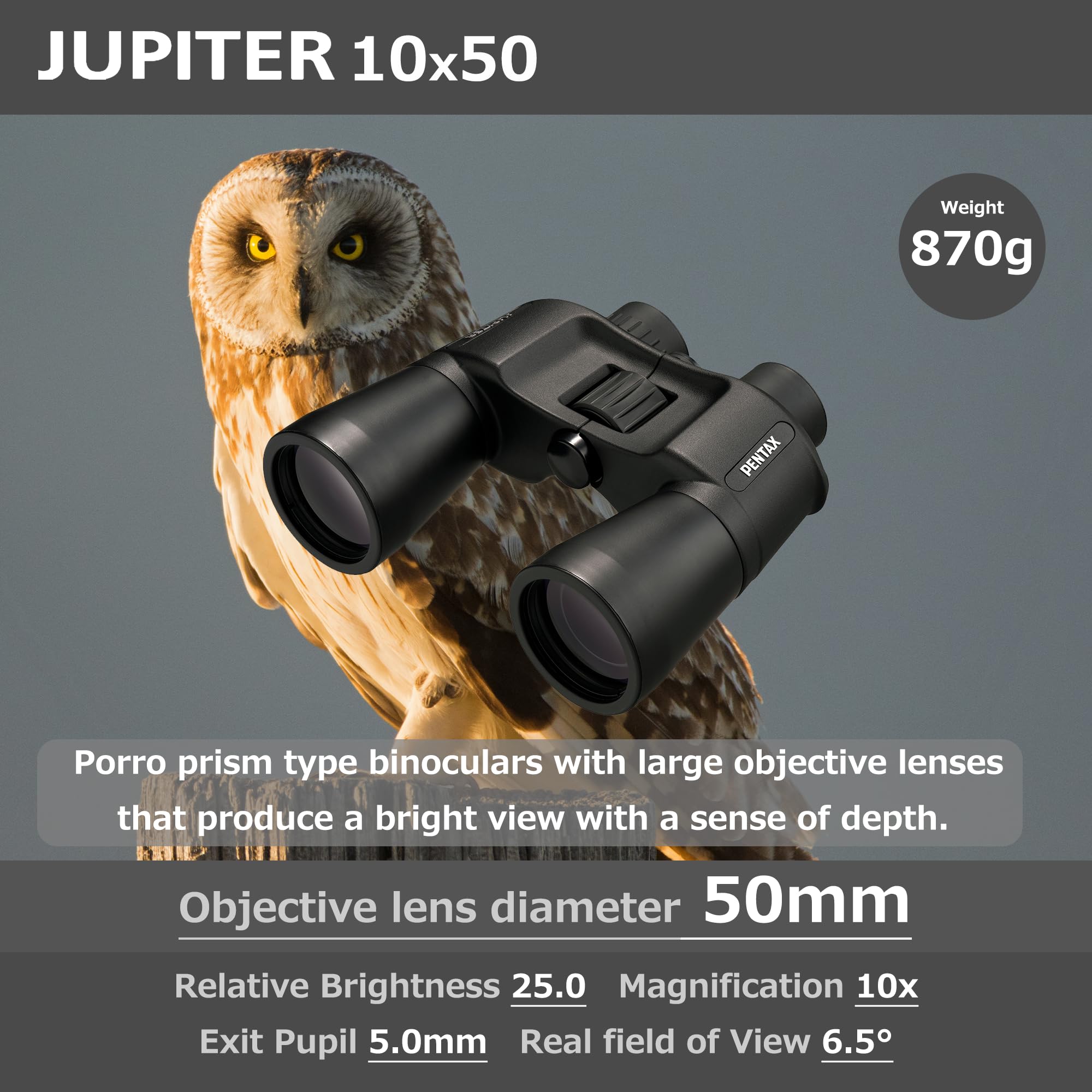 Pentax Jupiter 10x50 Noir Jumelles d’Observation Prisme de Porro Grande Ouverture | Provenance France. Emballage securisé. Livré avec Facture dont TVA.