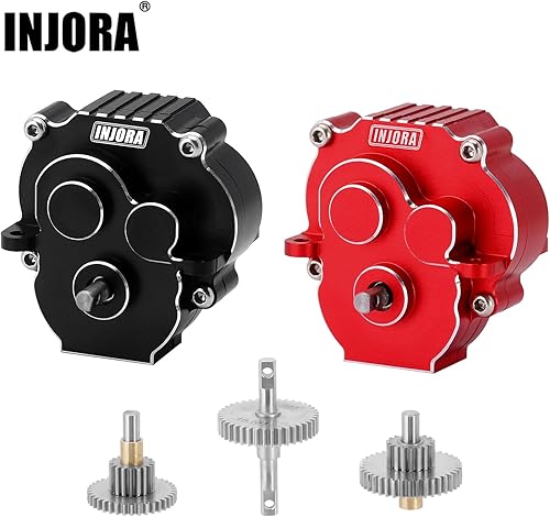 Miniatura 7 de INJORA Caja de cambios de transmisión con engranajes 16.61 piñón CNC transmisión completa de aluminio para TRX4M 118 RC Crawler Upgrade(rojo)