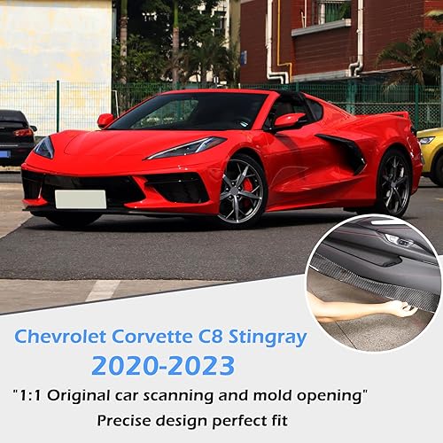 Miniatura 6 de CHEAYAR Kit antipatadas de fibra de carbono real 3D suave para el interior de la puerta del auto, compatible con Corvette C8 Stingray Z06 Z51 2020