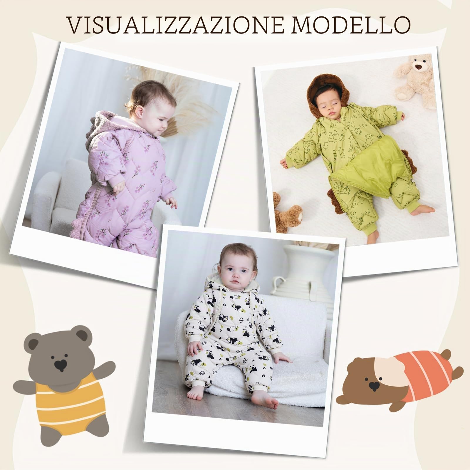 WYTbaby Tuta da neve invernale con cappuccio spessa e calda pagliaccetto per bambini e bambine 6-24 mesi