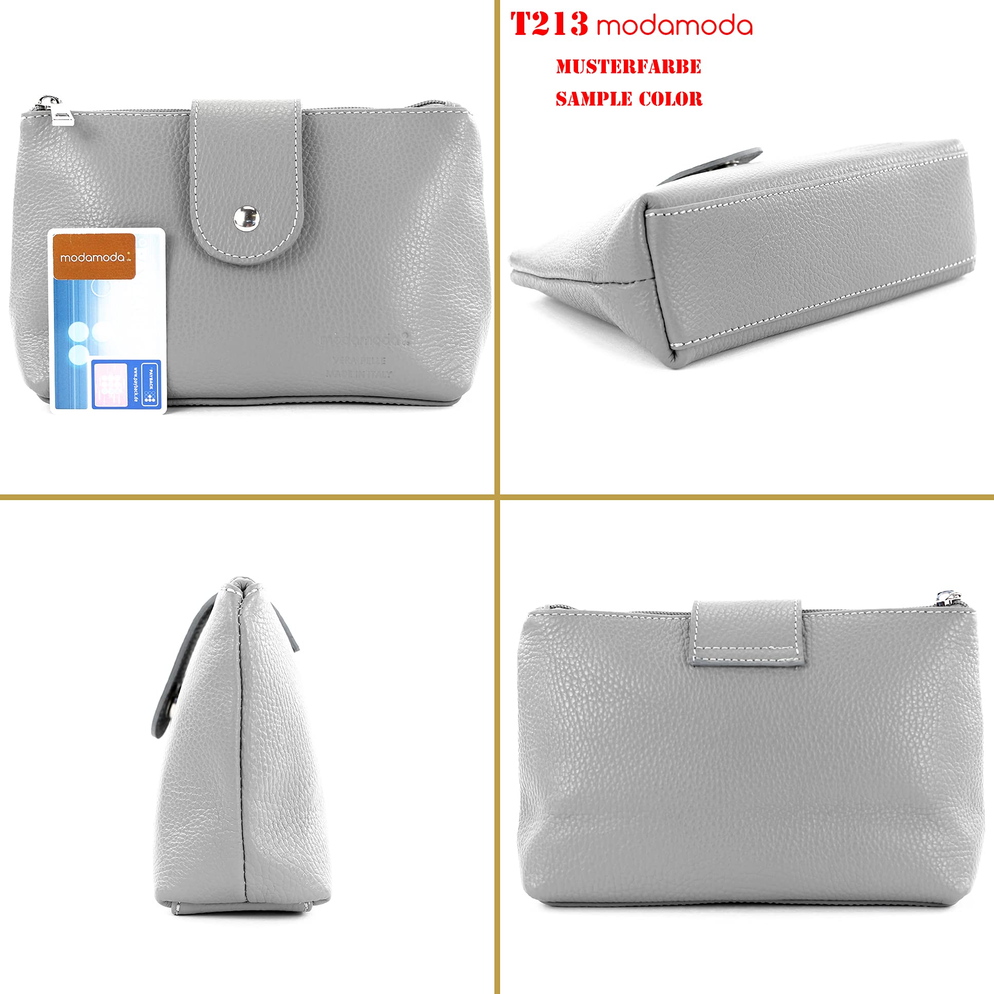 modamoda de - T213 – Neceser de piel italiana, estuche para máscaras, tamaño mediano, color Morado, talla Small
