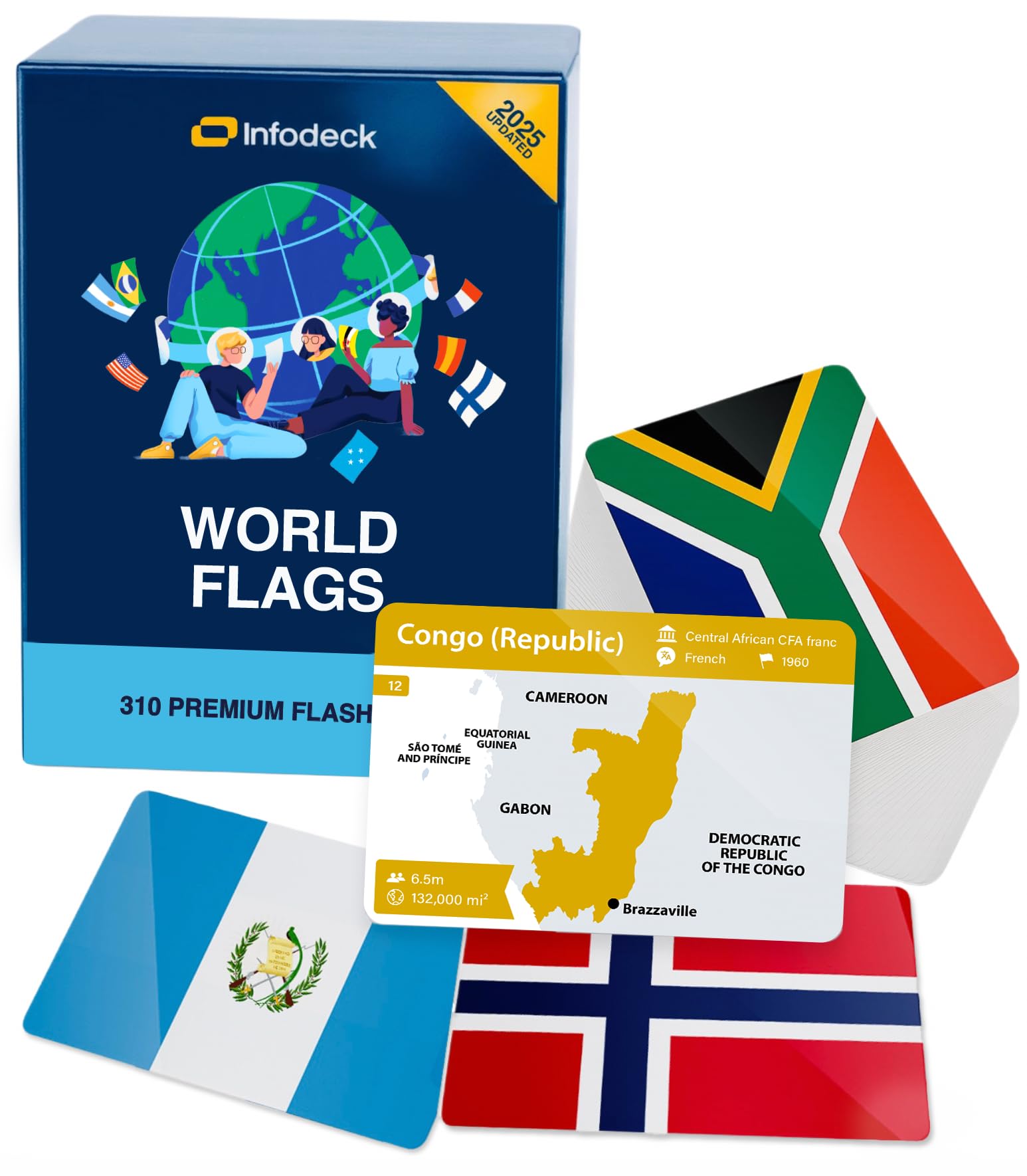 310 Premium World Flags Flash Cards — Countries of The World, U.S. States Flags & Remote Territories (2025 Edition, Richly Updated) — Infodeck’s Most Complete Geography Learning Set