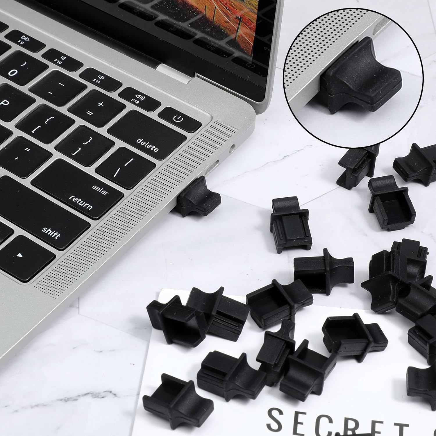 50 Pcs RJ45 Dust Covers Caps Ethernet LAN Port Protector Black Silicone Ethernet Hub Port RJ45 Anti-Dust Silicone Plugs Protector Stopper Cap for Female Ports Protectors Switch Router Media Converter