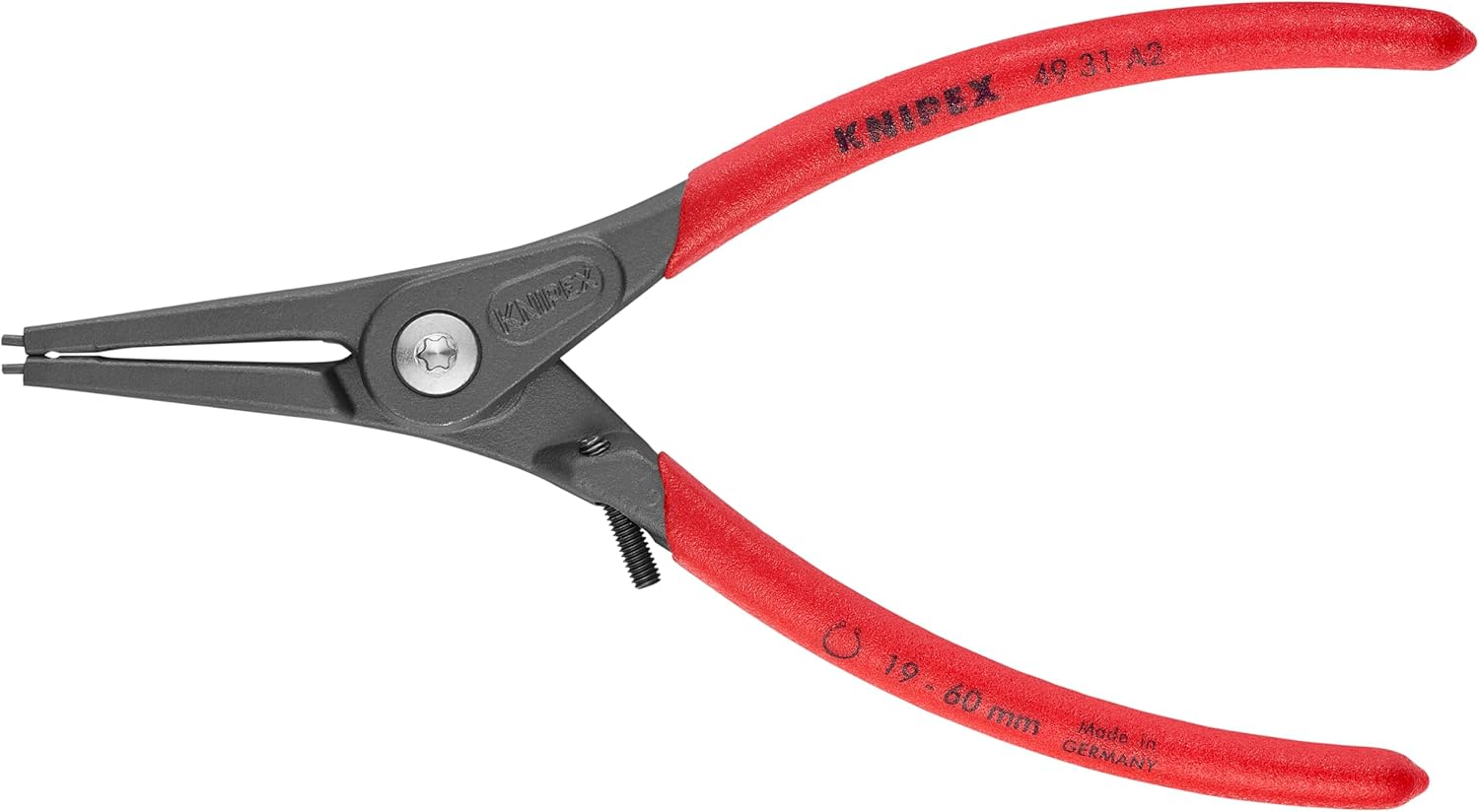 KNIPEX Tools 49 31 A2 Precision Circlip Snap-Ring Pliers with Limiter, External Straight