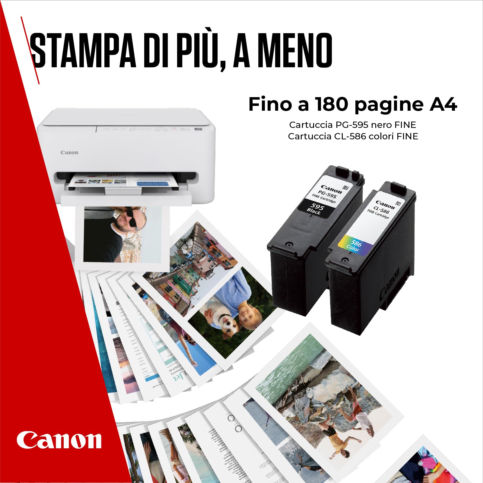 Canon PG-595 / CL-586 Cartucce per Stampante Originali (1 x Nero, 1 x Colori) & 4x6 Carta Fotografica (50 x Fogli) GP-501