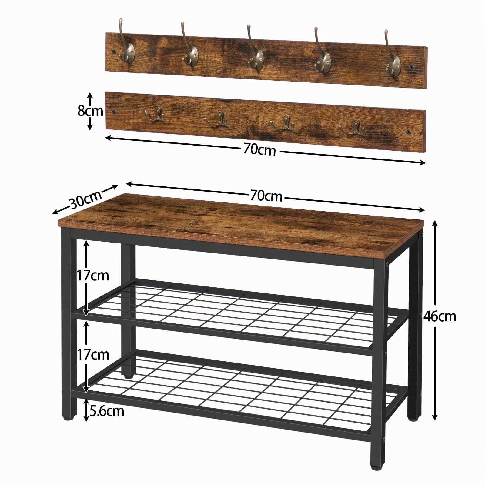Flur-Alleskönner: Garderobe mit Schuhbank & Haken