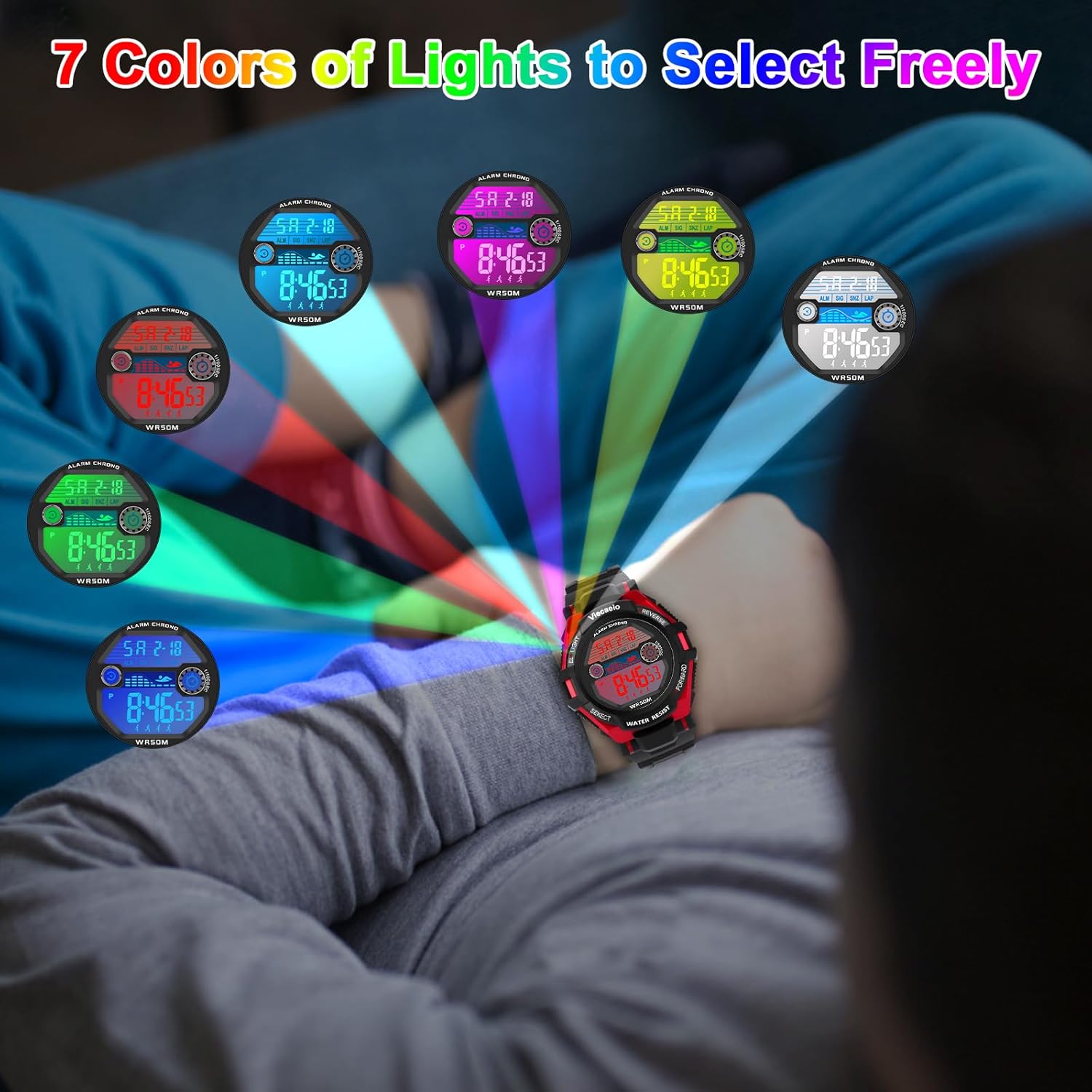 Kids Shock and Water Resistant Sports Watch 3 Piece Gift Set for Boys and Girls