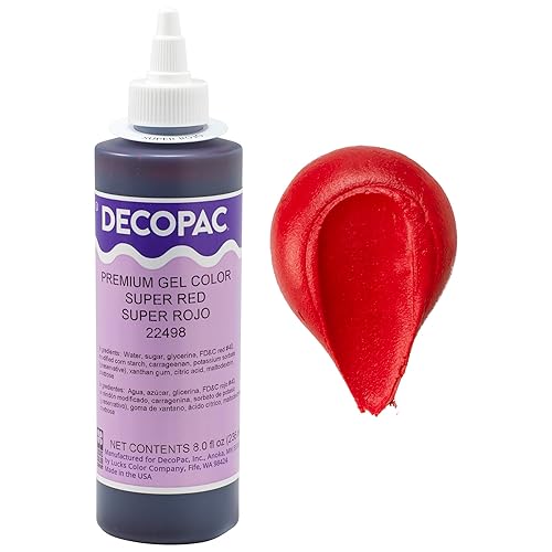 Miniatura 1 de DecoPac Colorante alimentario de gel prémium  Colorante alimentario súper rojo para hornear  8 onzas  Crema de mantequilla de color, fondant, gel de