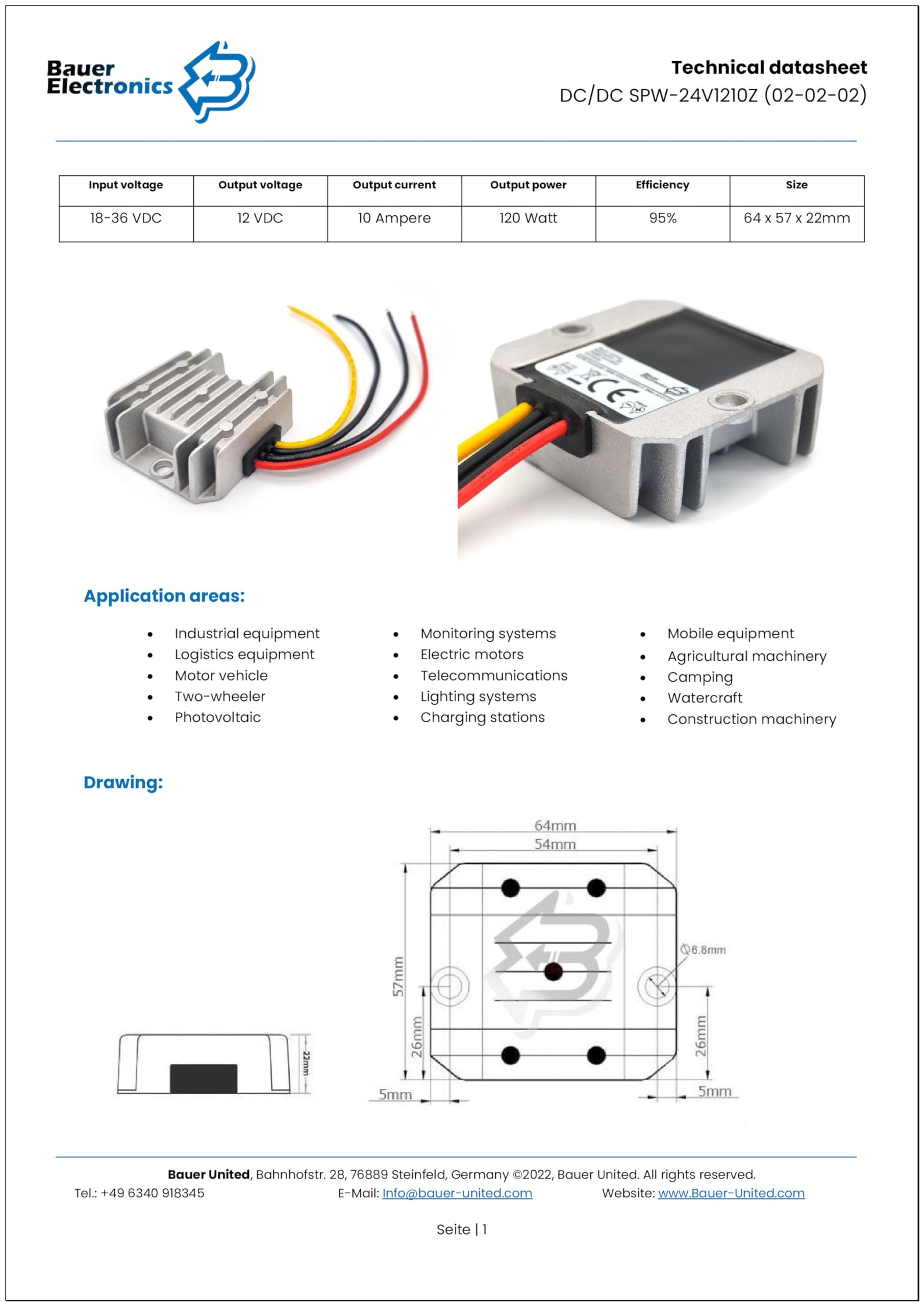 Convertitore di tensione DC-DC 18V-36V a 12V 10A 120W Step-down Buck