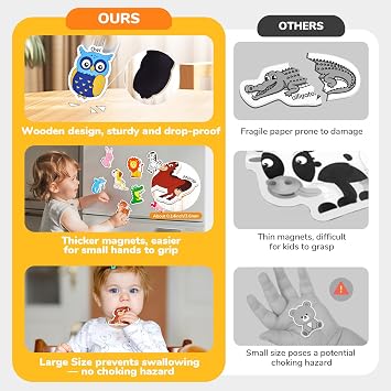 JoyCat Wooden Kids Magnets, 26 Cute Animals, ABC Letters & Numbers, 65 PCS