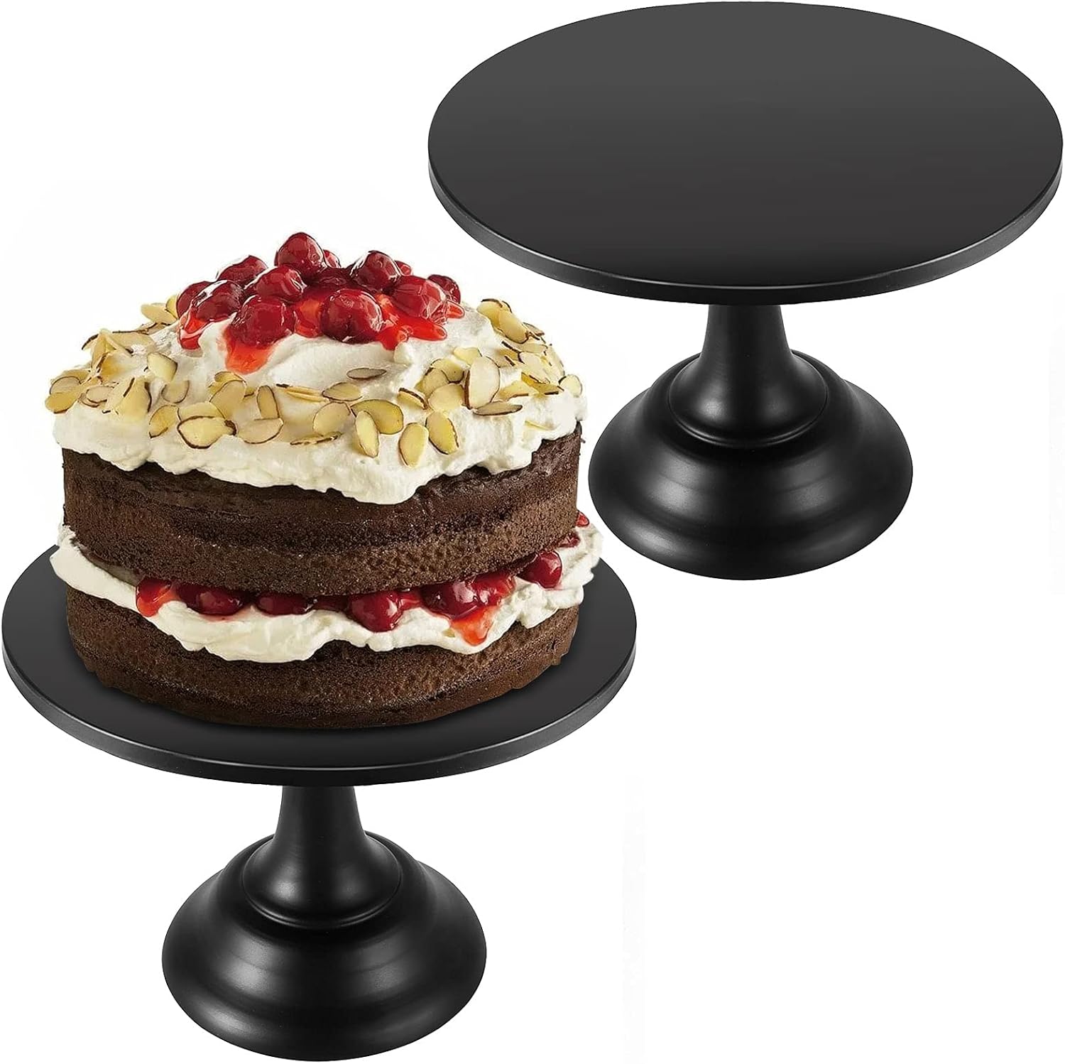 2 Pack 10 Inch Black Iron Cake Stand, Adjustable Height Round Cake Holder Cupcake Stand Dessert Stands Candy Display Tray for Party Wedding Birthday Celebration