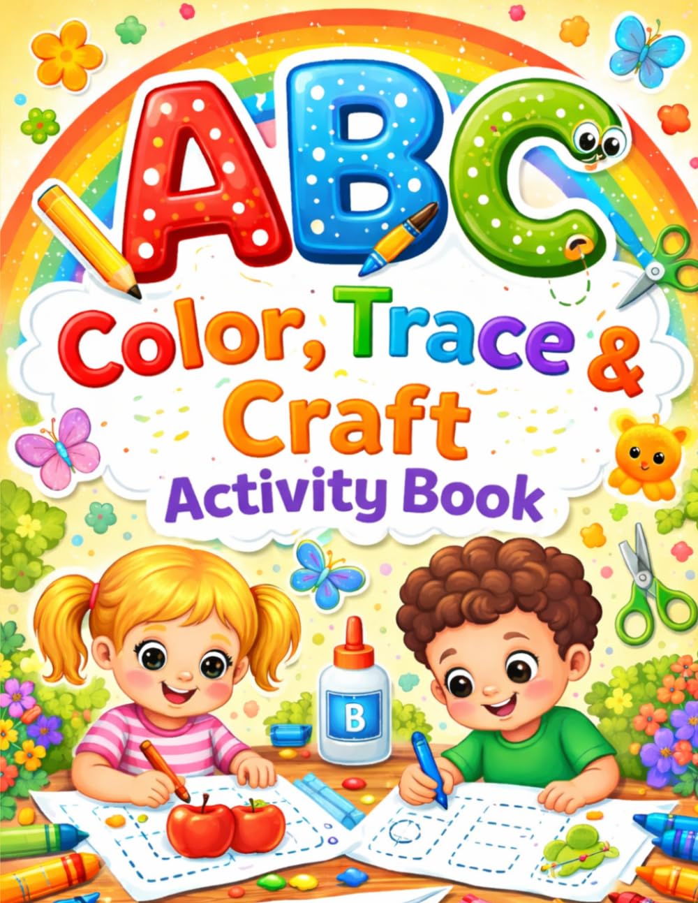 ABC Color, Trace and Craft Activity book: Over 100 Pages of Alphabet Activities for kids!