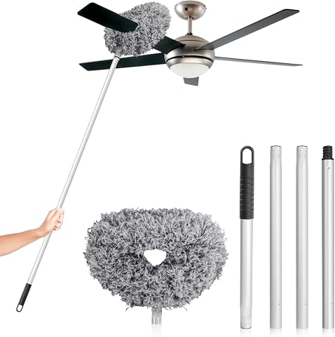 Ceiling Fan Cleaner Duster with Extension Handle, Reusable Microfiber, Adjustabl