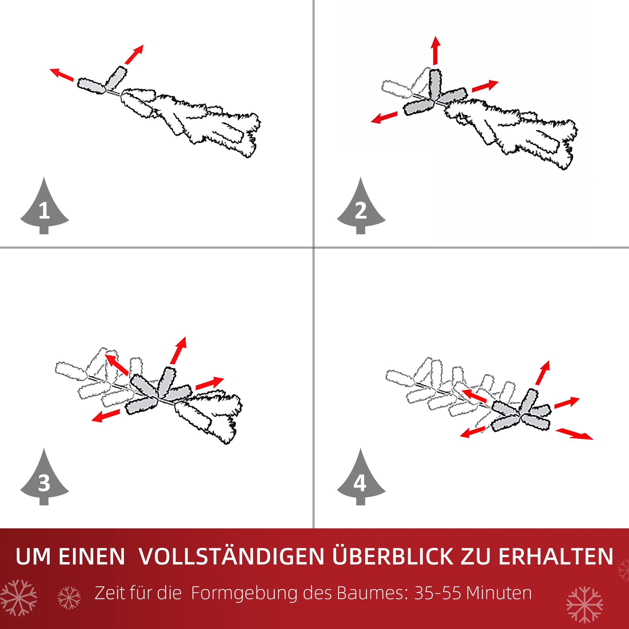 HOMCOM Künstlicher Weihnachtsbaum 180 cm mit Kugeln inkl. Metallständer