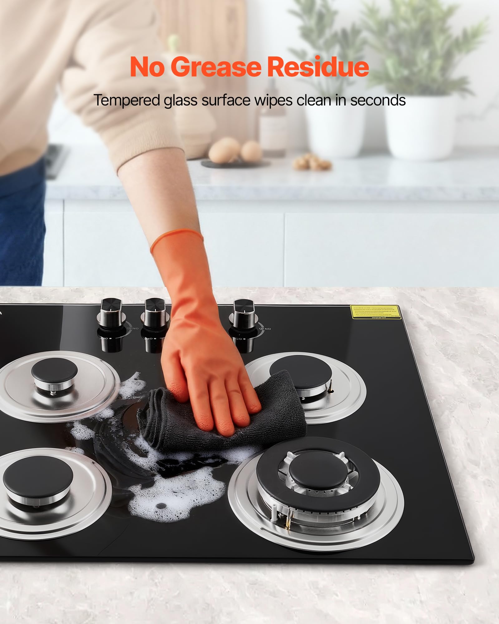 Image secondaire de Plaque de Cuisson à Gaz VEVOR 4 Feux 60 cm avec Verre Trempé