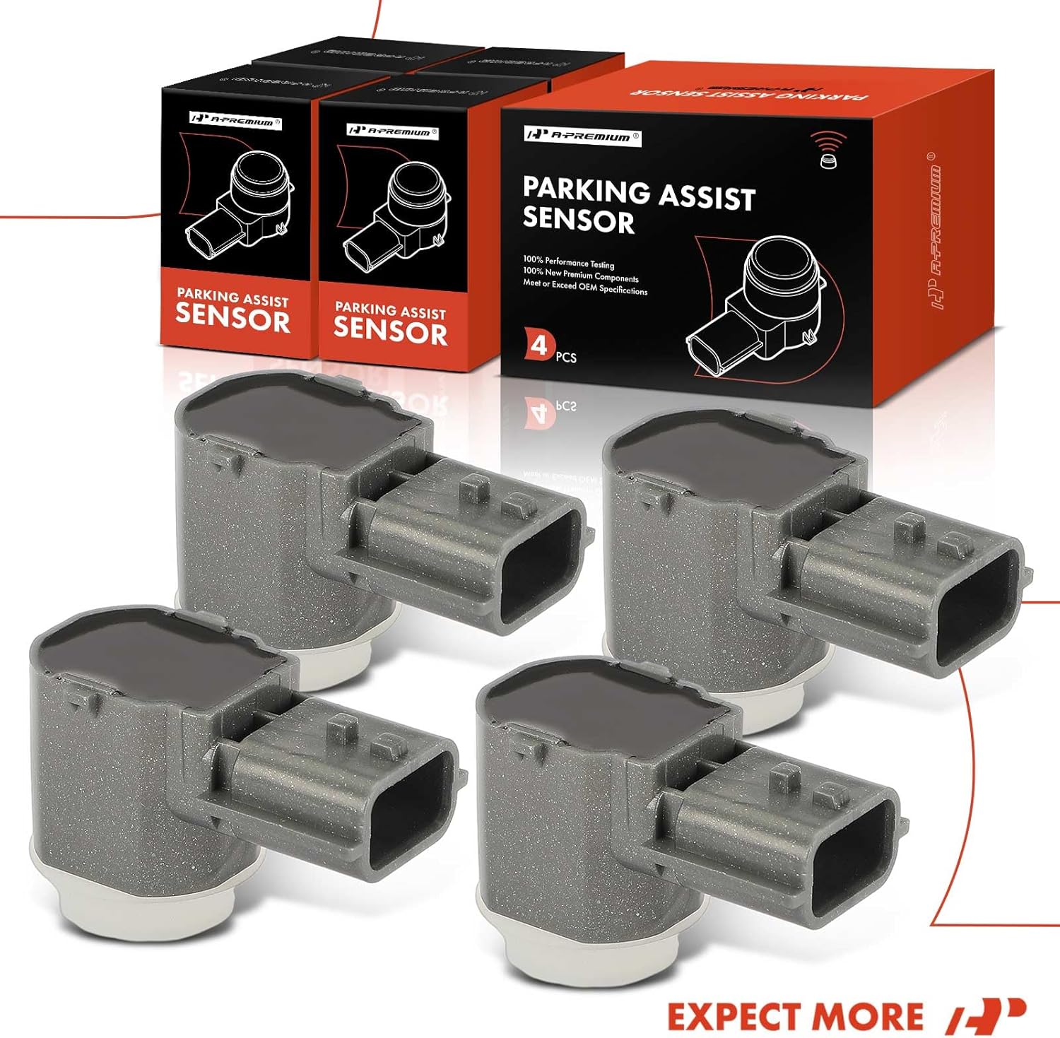 A-Premium 4-PC Reverse Backup Parking Assist Sensor Compatible with Select Nissan and Infiniti Models - Altima 2015-2018, Maxima 2016-2018, QX60, Q50, QX80, QX50, Q60, Q70, Q70L, Replace# 25994EZ01B