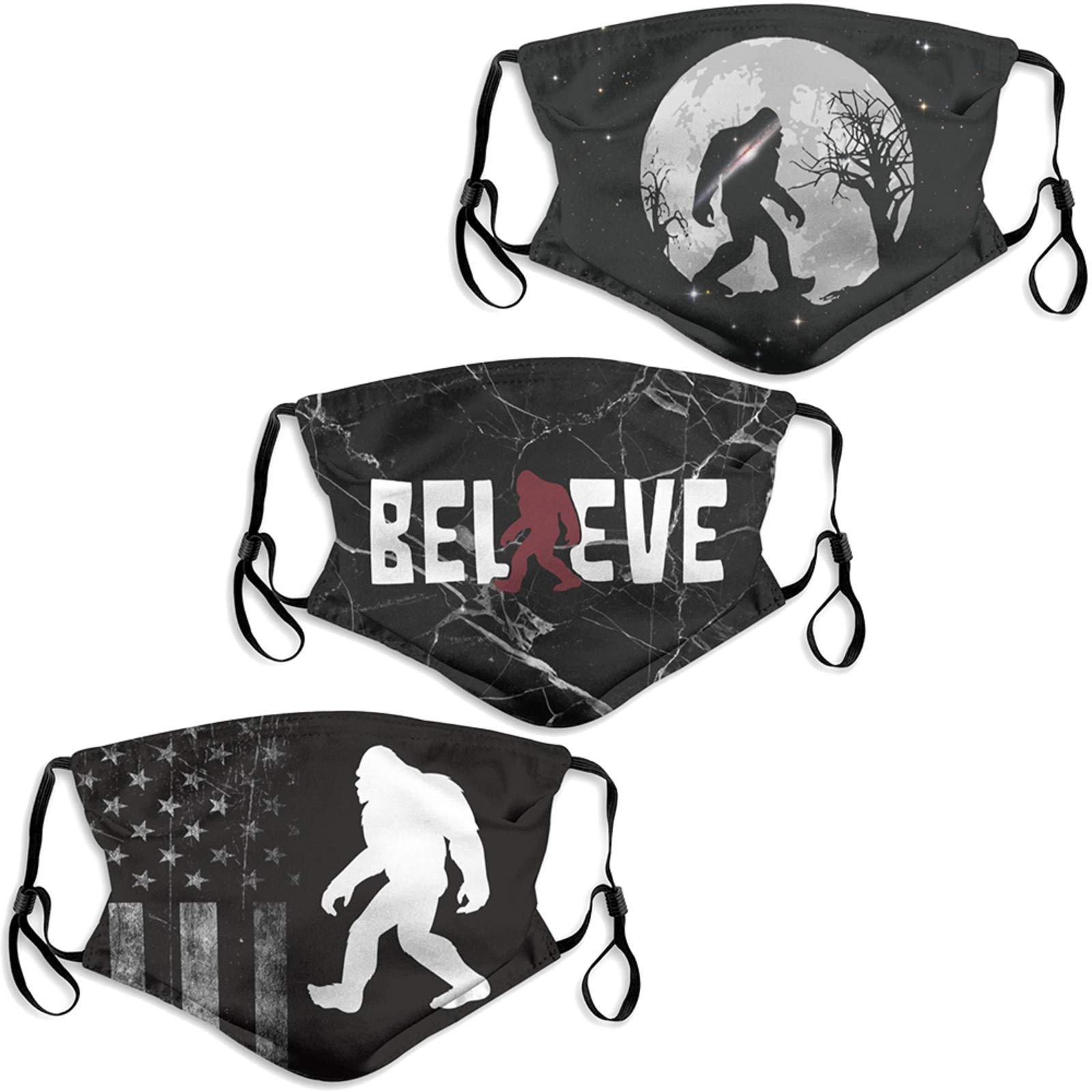 Kennedy ManufacturingDirt Bike Face Mask Washable 3Pcs with 6 Filters Mouth Cover Reusable for Adults