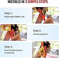 Vista 6 de Lock Jaw - Gancho estabilizador de escalera de techo para canalón, separación en 5 segundos con seguridad de bloqueo deslizante, evita que