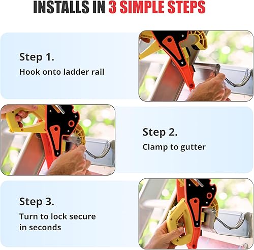 Miniatura 6 de Lock Jaw - Gancho estabilizador de escalera de techo para canalón, separación en 5 segundos con seguridad de bloqueo deslizante, evita que