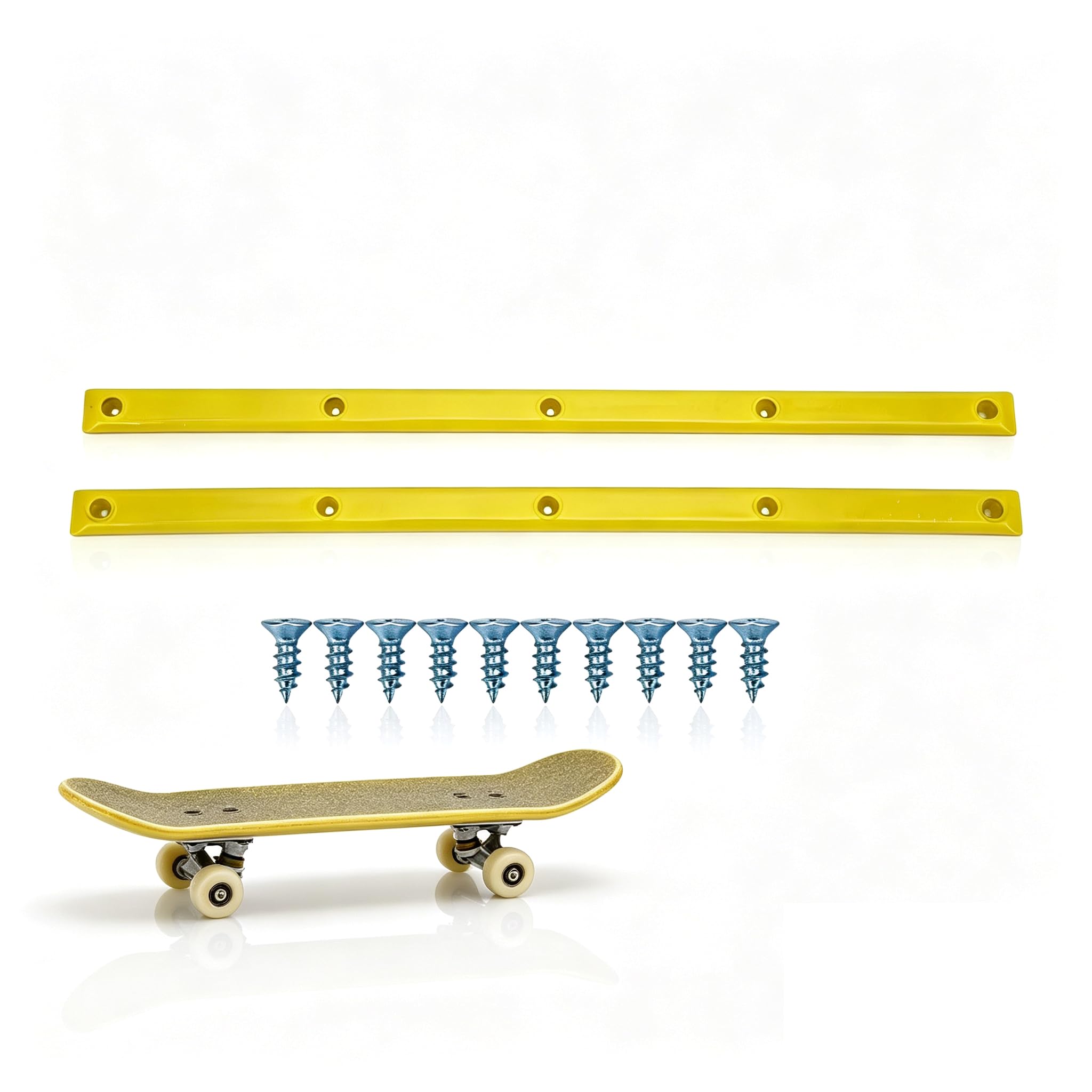 2Pcs 14.1 x 0.7in Skateboard Rib Bones Rails with Mounting Screws (Yellow)