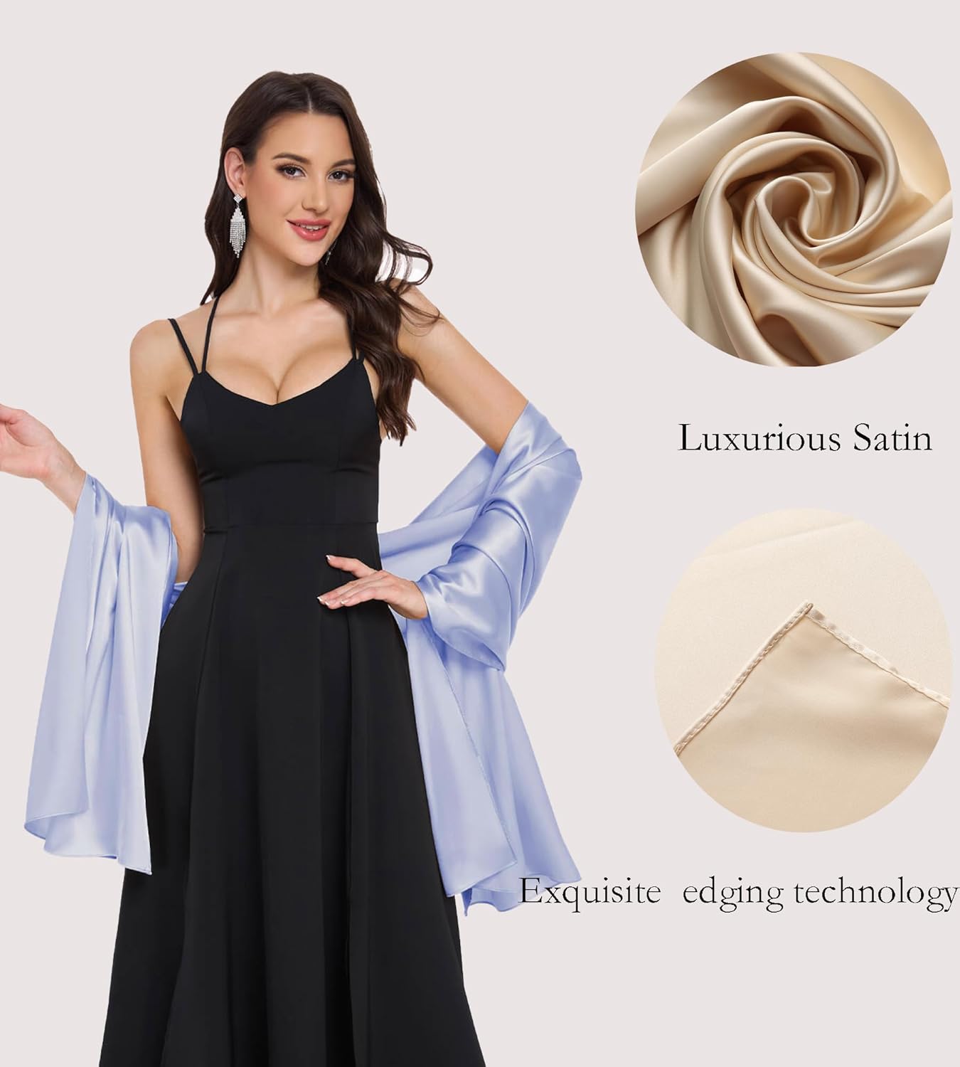 Shawls and Wraps for Evening Dresses Satin Shawl Wraps for Women Wedding Formal Shawl - Image 5