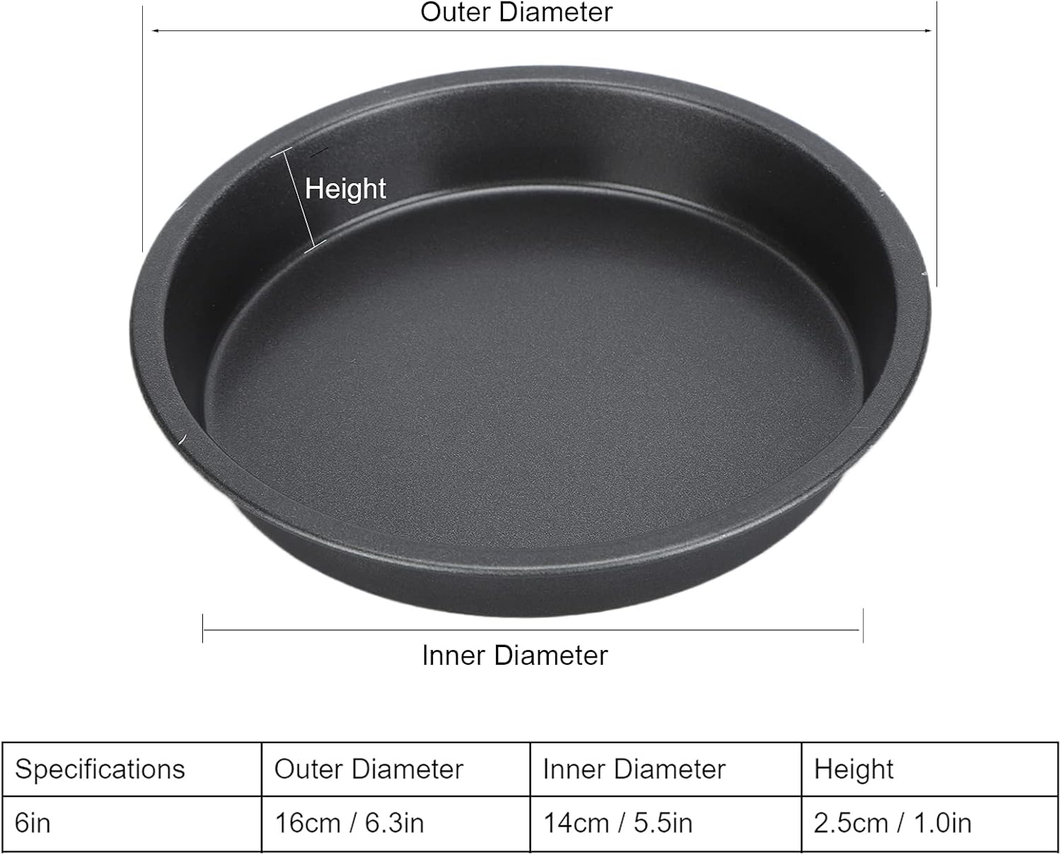 2Pcs Pizza Pan, 6in/9in/10in/12in Deep Dish Round Pizza Pan for Oven, Non Stick Thickened Carbon Steel Baking Pan for Home Kitchen, Dishwasher Safe(6in) - Image 2