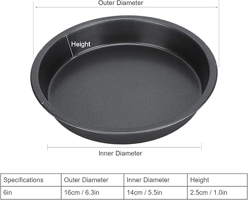 Miniatura 2 de TOPINCN Sartén para pizza, 2 sartenes antiadherentes de acero al carbono grueso para hornear de cocina y panadería (6 pulgadas)