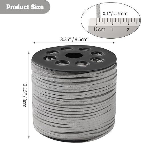 Miniatura 2 de Jack&Chris JC305 - Cordón de gamuza de 0.106 in x 100 yardas, cordón de piel sintética de encaje con carrete para collar, pulsera con cuentas,