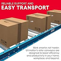 Vista 7 de Ultimation Soporte de rodillo ligero con altura ajustable y rodillos transportadores de acero, acero galvanizado de 12 pulgadas x 3 pies, ideal