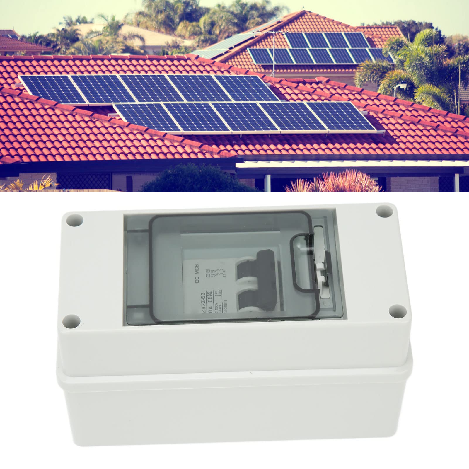 DC Miniature Circuit Breaker 2 Pole Isolator DC1000V 20A with Waterproof Cover Disconnect Switch for Solar PV System Motorhome Solar System