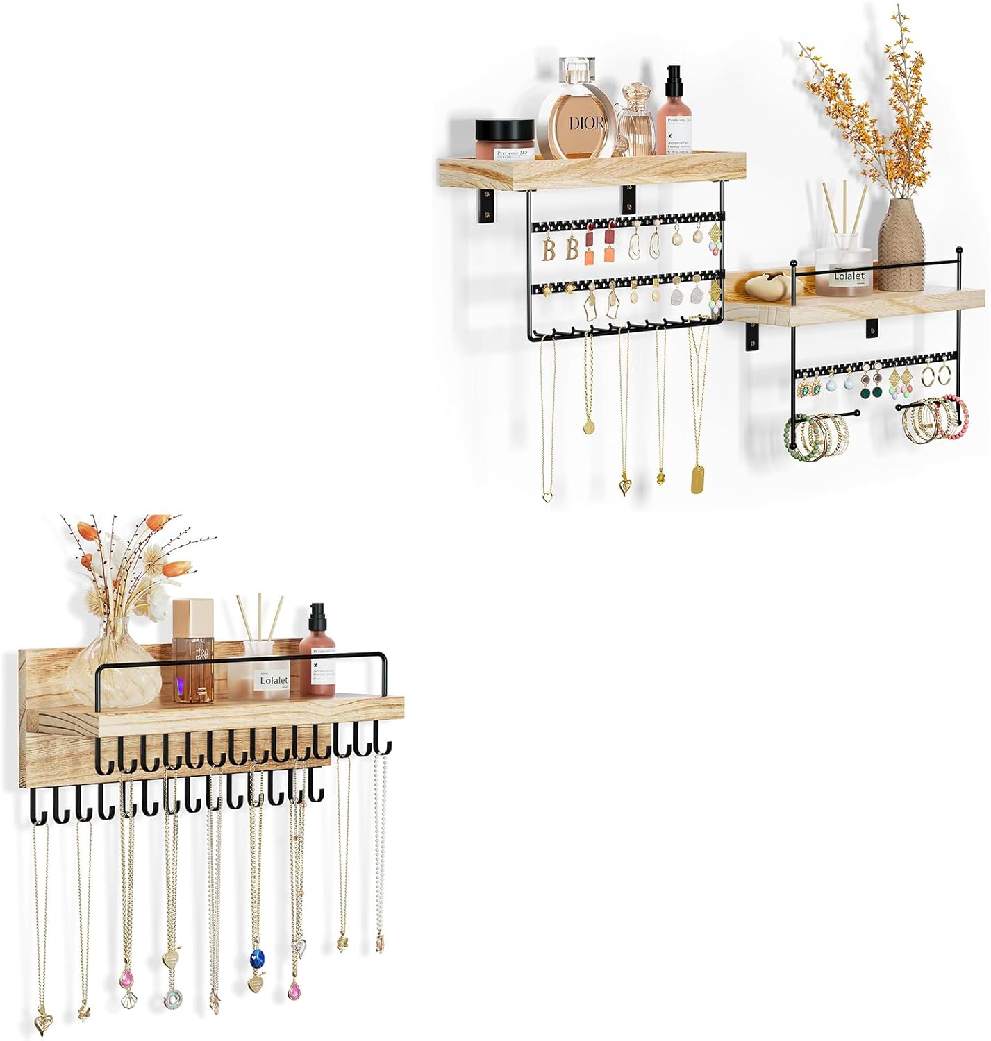 Lolalet Jewelry Organizer bundle with Necklace Holder Hanging Necklace Organizer