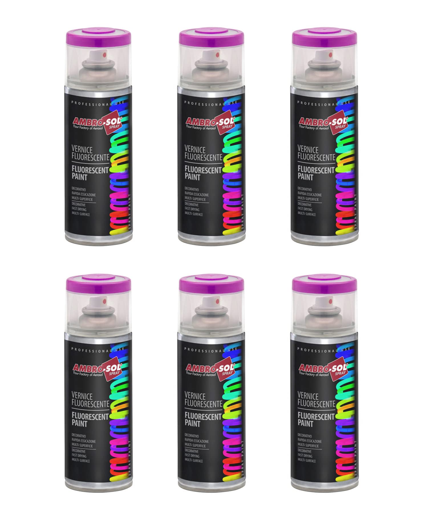 Barniz fluorescente rojo para señalización de seguridad Ambro-Sol V400FLUOR.6 pack de 6