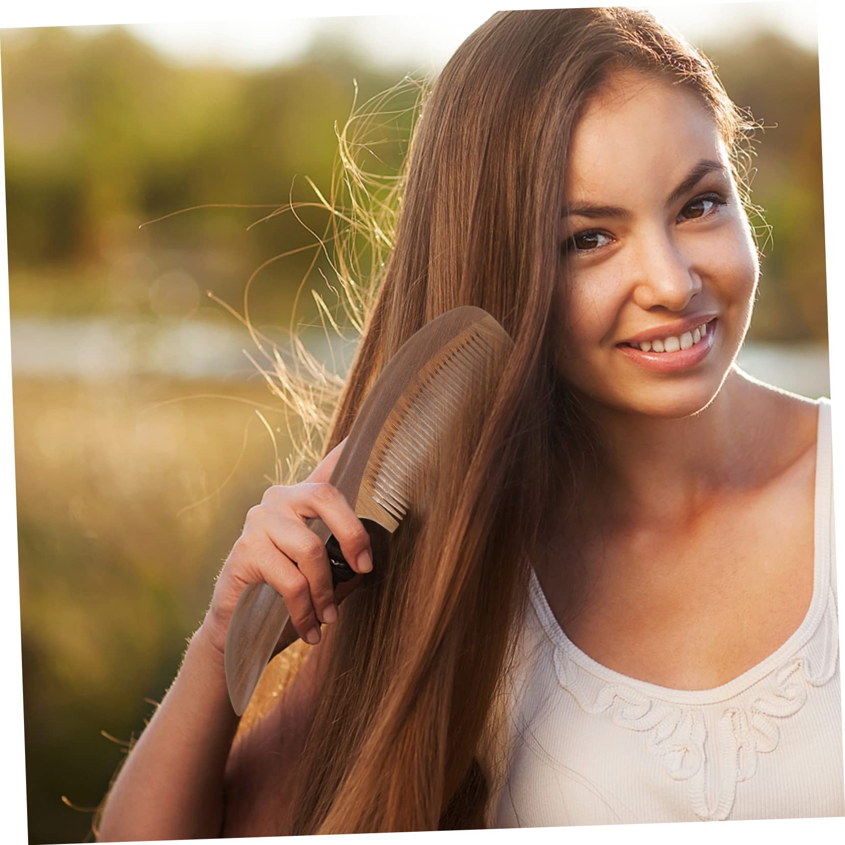DOITOOL 5piezas Peine De Madera Antiestática De Dientes Para Cabello Rizado y Grueso Cepillo De Masaje Natural Para Mujeres Para y Relajación Del Cabelludo