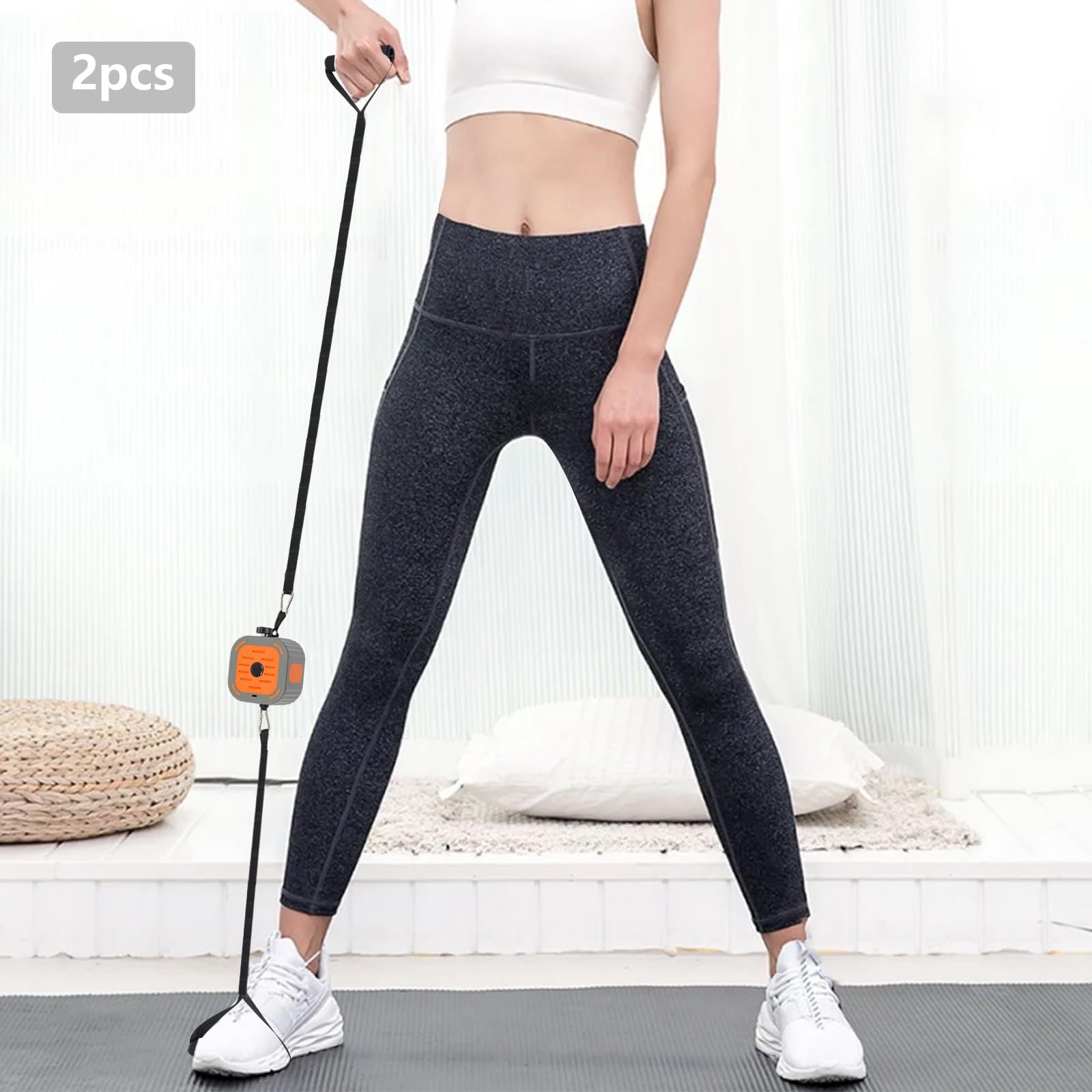 Set di 2 fasce per allenamento fitness con manici e motori, elastici, fascia di resistenza regolabile per allenamento di forza, fasce di allenamento e pompa, per fitness a casa