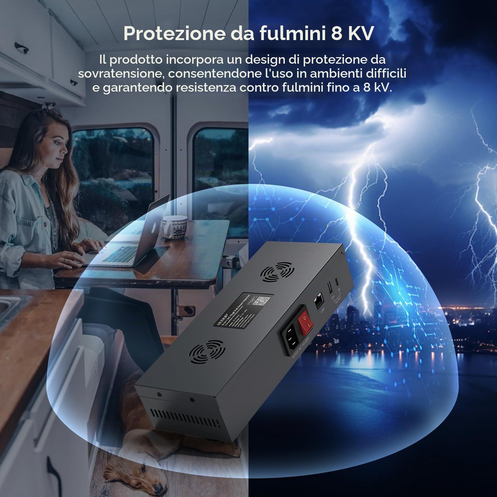 Starlink Mini PoE Adapter Kit - AC 110-260 V a DC 48 V 3 A 180 W POE, GigE passivo, protezione ESD, uscite di alimentazione USB e tipo C, con convertitore Step-Up DC (48 V 3 A) per Starlink Mini Dish