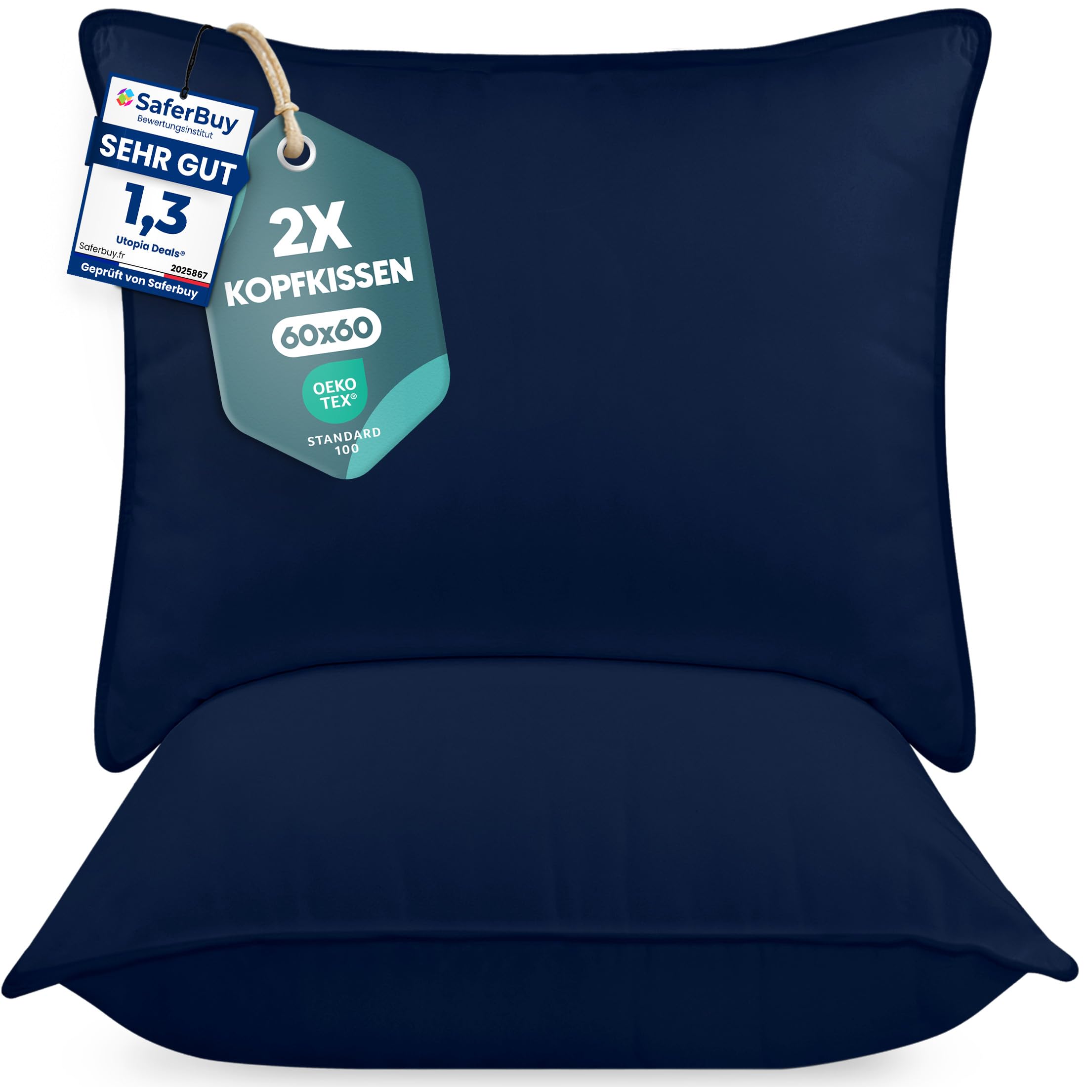 Utopia Bedding KopfKissen, Schlafkissen, Atmungsaktiv et Weich Kissen