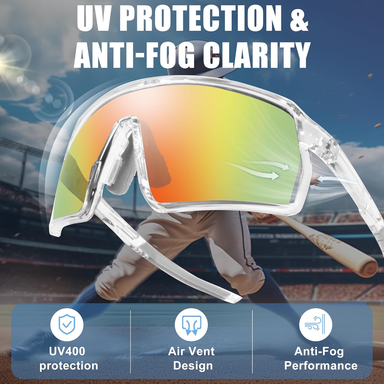 Polarized Sports Sunglasses UV Protection Ventilation Design Outdoor Sports Running Cycling Baseball Glasses for Men Women - Image 5