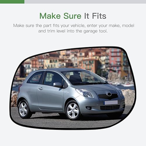 Miniatura 2 de SCITOO Espejo retrovisor lateral para Toyota Yaris sin calefacción, repuesto plano cromado para 2007-2012