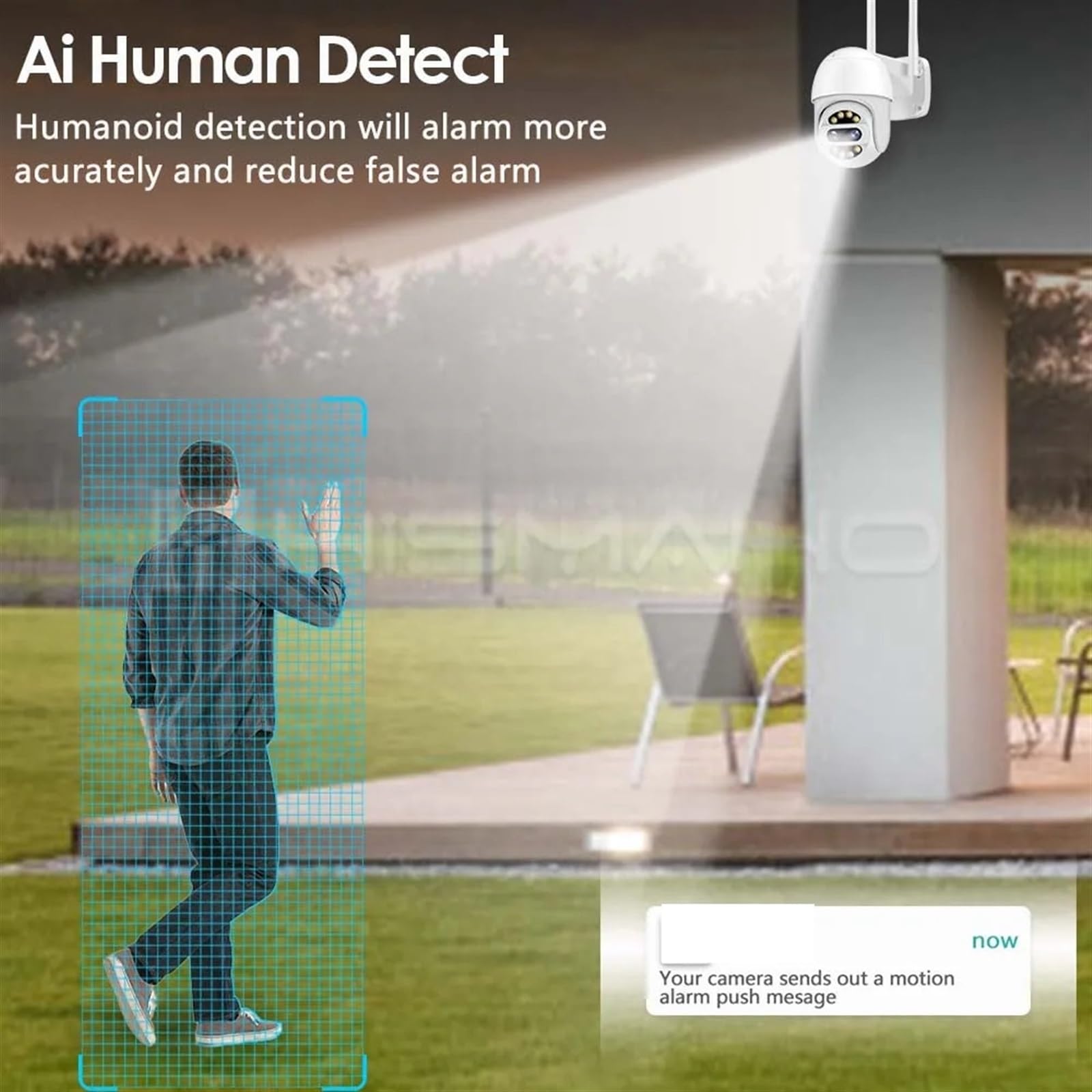 Kamera bezpieczeństwa, Kamera Wi-Fi 4K 8MP 8X ZOOM Podwójny obiektyw Bezprzewodowa kamera do monitoringu Automatyczne śledzenie Ochrona bezpieczeństwa Kamery monitorujące(8MP Add 128G Card)