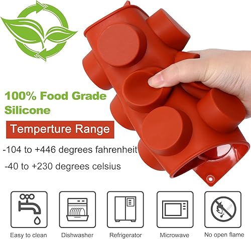 Miniatura 6 de FUGZAUD Paquete de 2 moldes cilíndricos de silicona molde redondo de chocolate de caramelo de 15 cavidades molde de silicona de jabón hecho a mano