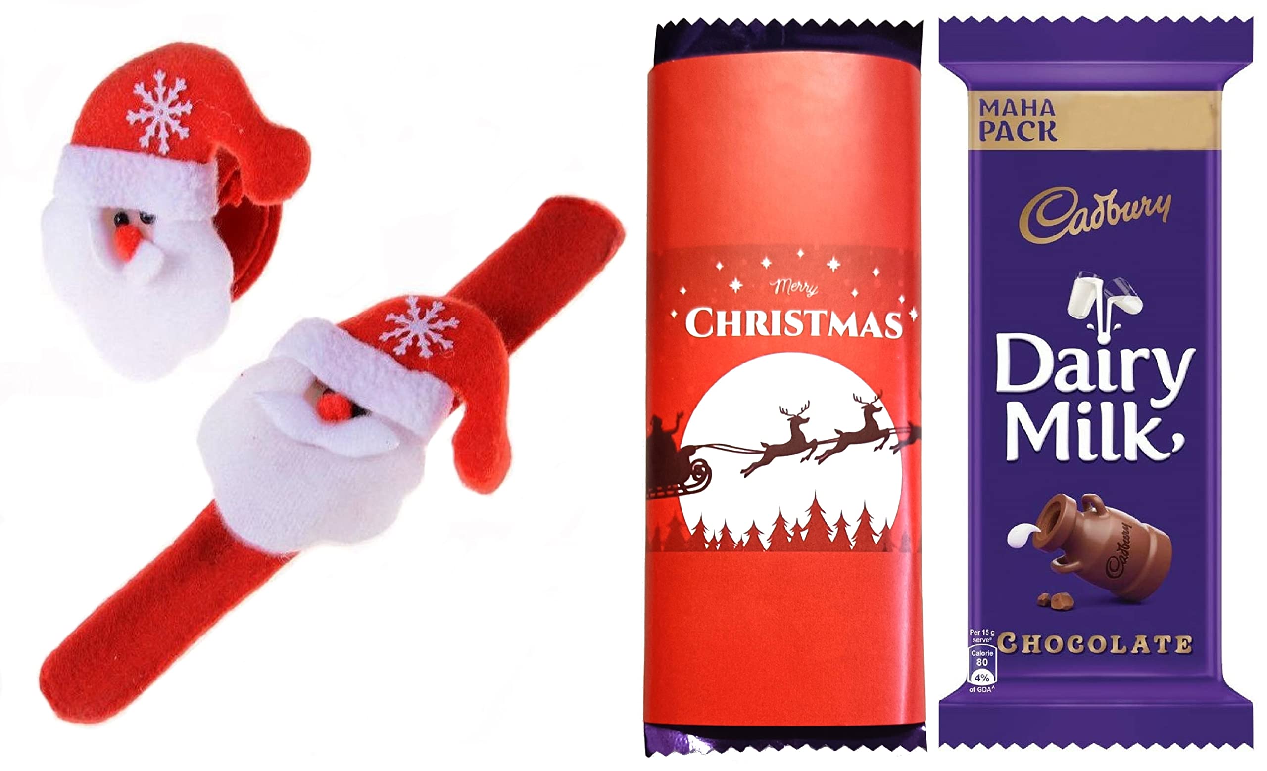 Christmas Gift for Kids- Santa Hand Band, Merry Christmas Dairy Milk Chocolate Big Bar with Personal Message-image-49