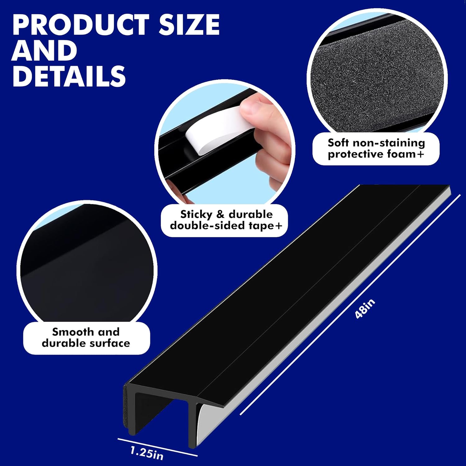 Generic Desk to Wall Gap Filler – Durable PVC Plastic Office Desk Attachment, Eliminates Desk-Wall Gaps, Easy Installation, Fits Most Desks, 48 Inches, Matte Black