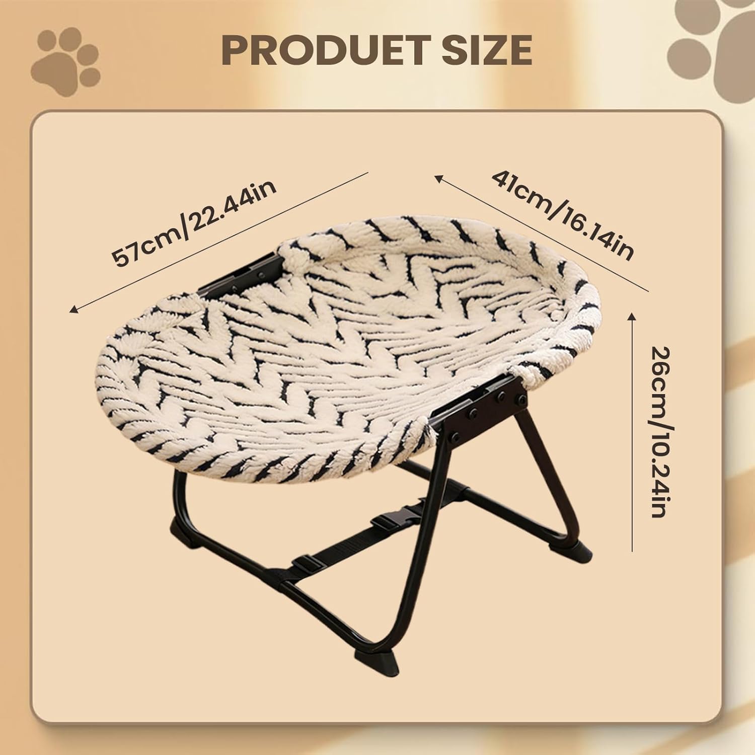 Elevated Pet Bed, Foldable Dog Cot Hammock, Lightweight Sturdy Frame for Support, Breathable Non-Slip Fabric with Easy Maintenance, Indoor Outdoor Pet Resting Spot, Dogs Puppies Cats Kittens
