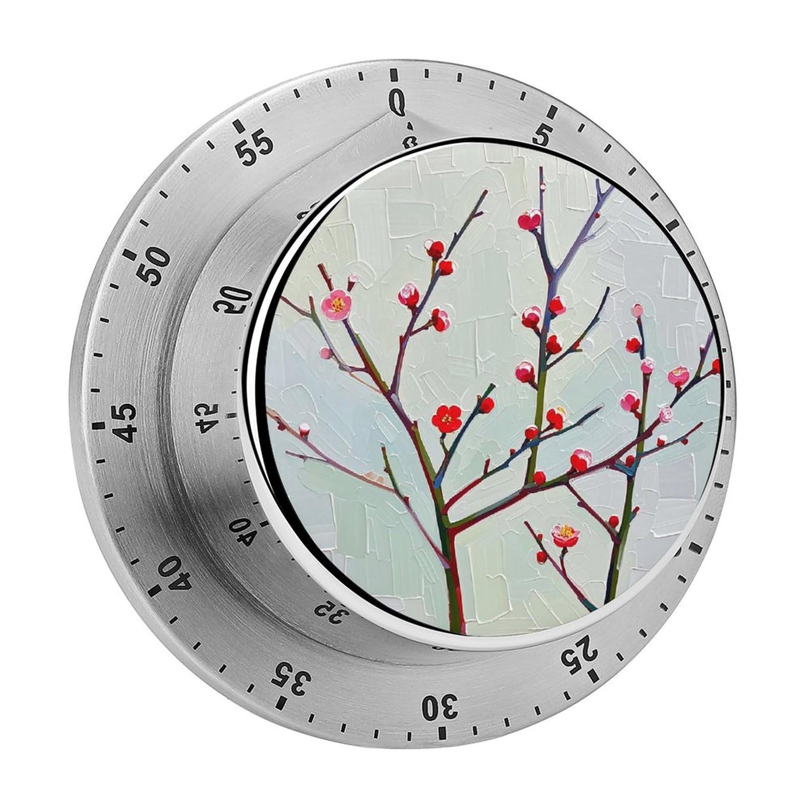 Red Plum Blossom Printed Waterproof Christmas Timer with Loud Alarm Outdoor Timer for Cooking Exercise Baking